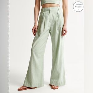 Abercrombie Linen-Blend Tailored Wide Leg Pant